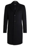 Hugo Boss Slim-fit Coat In Virgin Wool And Cashmere In Blue