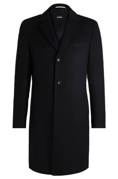 Hugo Boss Slim-fit Coat In Virgin Wool And Cashmere In Blue