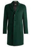 Hugo Boss Slim-fit Coat In Virgin Wool And Cashmere In Green