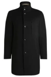 Hugo Boss Slim-fit Formal Coat In Virgin Wool And Cashmere In Black