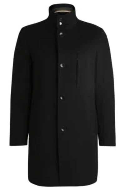 Hugo Boss Slim-fit Coat In Wool And Cashmere In Dark Blue