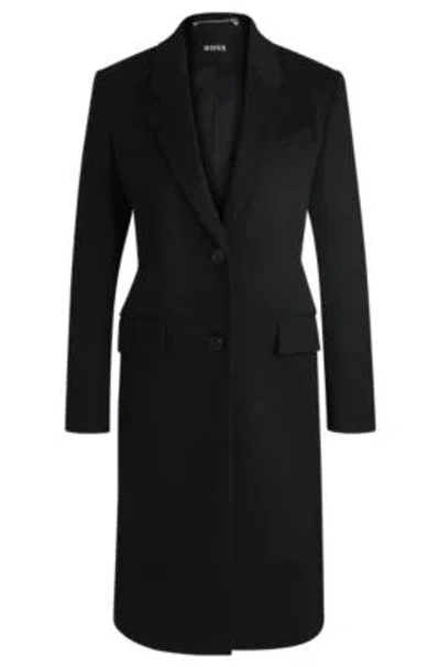 Hugo Boss Slim-fit Coat In Wool And Cashmere In Black