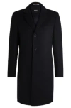 Hugo Boss Slim-fit Coat In Wool And Cashmere In Dark Blue