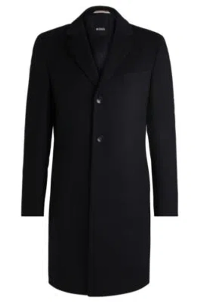 Hugo Boss Slim-fit Coat In Wool And Cashmere In Dark Blue