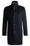 Hugo Boss Slim-fit Formal Coat In Virgin Wool And Cashmere In Dark Blue