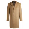 Hugo Boss Slim-fit Coat In Virgin Wool And Cashmere In Gold