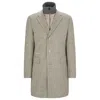 Hugo Boss Slim-fit Coat In Wool Blend With Zip-up Inner In White