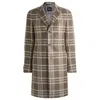 Hugo Boss Slim-fit Coat With All-over Check In Green