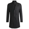 Hugo Boss Slim-fit Coat With Detachable Zip-up Inner In Black