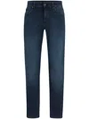 Hugo Boss Boss Mens Black Tapered-fit Straight-leg Stretch-denim Jeans In Blue