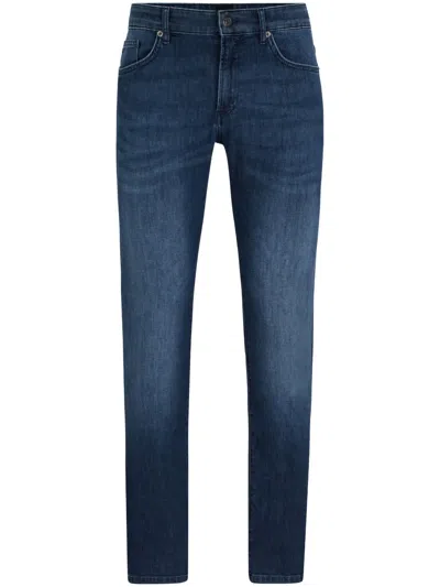 Hugo Boss Mens Regular Fit Chinos In Stretch-cotton Satin In Dark Blue 404