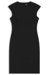 Hugo Boss Boss Dironah Virgin Wool Sheath Dress In Black