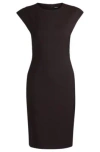 Hugo Boss Slim-fit Dress In Virgin Wool With Cap Sleeves In Light Red