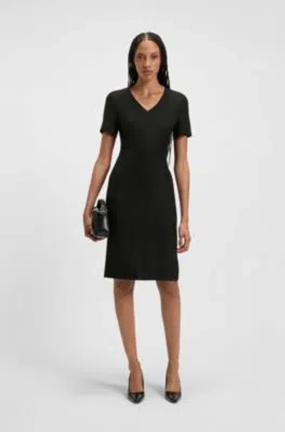 Hugo Boss Slim-fit Dress With Full Rear Zip In Black