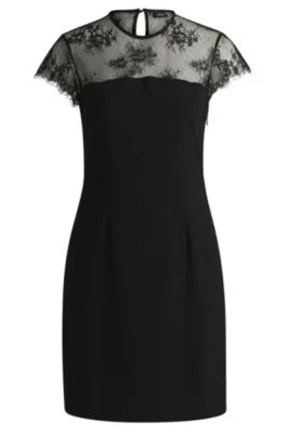 HUGO BOSS SLIM-FIT DRESS WITH LACE INSERT
