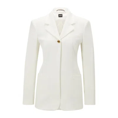Hugo Boss Slim-fit Jacket In A Cotton Blend In White