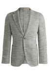 Hugo Boss Slim-fit Jacket In A Herringbone Alpaca Blend In White
