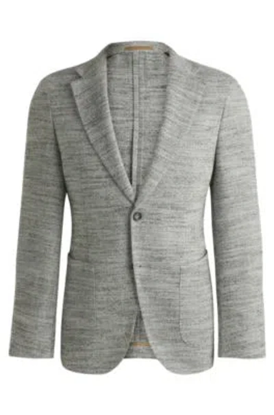Hugo Boss Slim-fit Jacket In A Herringbone Alpaca Blend In White