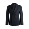 Hugo Boss Slim-fit Jacket In A Herringbone Wool Blend In Blue