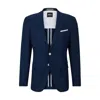 Hugo Boss Slim-fit Jacket In A Hopsack-weave Wool Blend In Blue