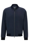 Hugo Boss Slim-fit Jacket In A Linen Blend In Dark Blue