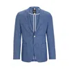 Hugo Boss Slim-fit Jacket In A Micro-patterned Linen Blend In Blue