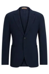 Hugo Boss Slim-fit Jacket In A Performance-stretch Wool Blend In Light Blue