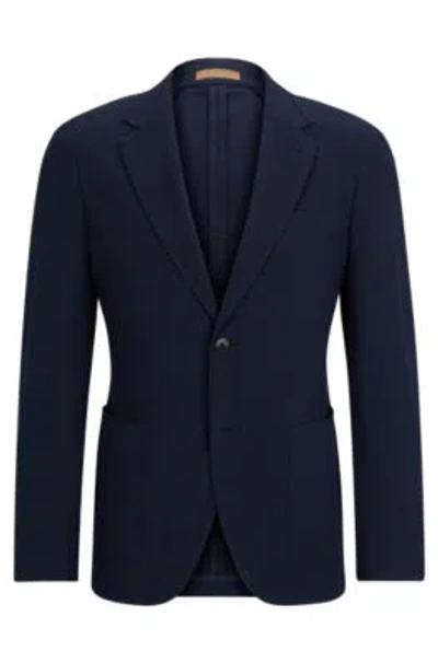 Hugo Boss Slim-fit Jacket In A Performance-stretch Wool Blend In Light Blue
