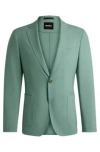 Hugo Boss Slim-fit Jacket In A Performance-stretch Wool Blend In Light Green