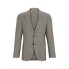 Hugo Boss Slim-fit Jacket In Checked Silk And Wool In Green