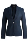 Hugo Boss Slim-fit Jacket In Denim-effect Wool Twill In Light Blue