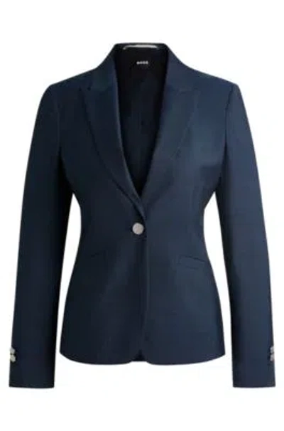Hugo Boss Slim-fit Jacket In Denim-effect Wool Twill In Light Blue