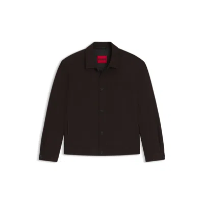 Hugo Boss Slim-fit Jacket In Herringbone Performance-stretch Cloth In Brown