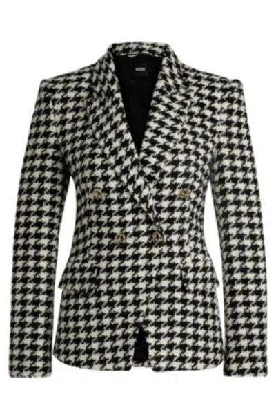 HUGO BOSS SLIM-FIT JACKET IN HOUNDSTOOTH FABRIC WITH METALLIC TRIMS