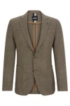 Hugo Boss Slim-fit Jacket In Melange Stretch Cloth In Light Beige