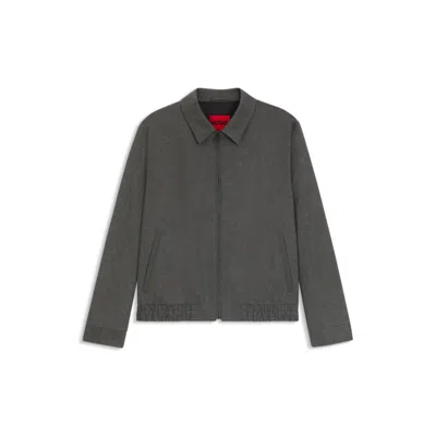 Hugo Boss Slim-fit Jacket In Melange Stretch Jersey In Gray