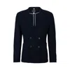 Hugo Boss Slim-fit Jacket In Micro-patterned Cotton In Blue