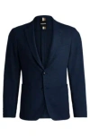 Hugo Boss Slim-fit Jacket In Micro-patterned Stretch Cloth In Dark Blue
