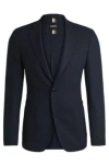 Hugo Boss Slim-fit Jacket In Stretch Flannel In Dark Blue