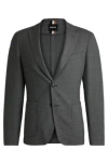 Hugo Boss Slim-fit Jacket In Micro-patterned Stretch Cloth In Dark Grey