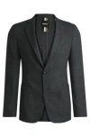 Hugo Boss Slim-fit Jacket In Micro-patterned Stretch Cloth In Grey