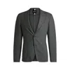 Hugo Boss Slim-fit Jacket In Micro-patterned Stretch Cloth In Grey