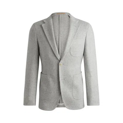 Hugo Boss Slim-fit Jacket In Micro-patterned Stretch Jersey In Silver