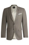 Hugo Boss Slim-fit Jacket In Micro-patterned Stretch Wool In White