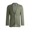Hugo Boss Slim-fit Jacket In Micro-patterned Wool In Green