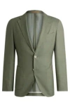 Hugo Boss Slim-fit Jacket In Micro-patterned Wool In Light Green