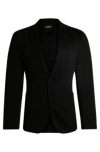 Hugo Boss Slim-fit Jacket In Patterned Performance-stretch Jersey In Black