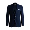 Hugo Boss Slim-fit Jacket In Patterned Wool In Blue