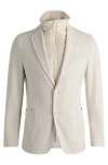 Hugo Boss Slim-fit Jacket In Performance-stretch Corduroy In Yellow Cream
