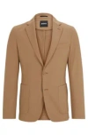 Hugo Boss Slim-fit Jacket In Performance-stretch Jersey In Light Beige